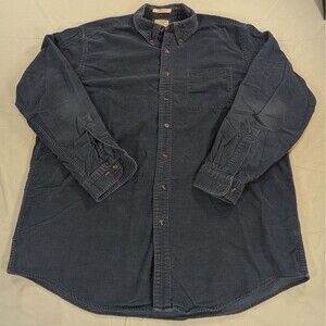 LL Bean Shirt Mens XL Tall Blue Long Sleeve Button Up Traditional Corduroy